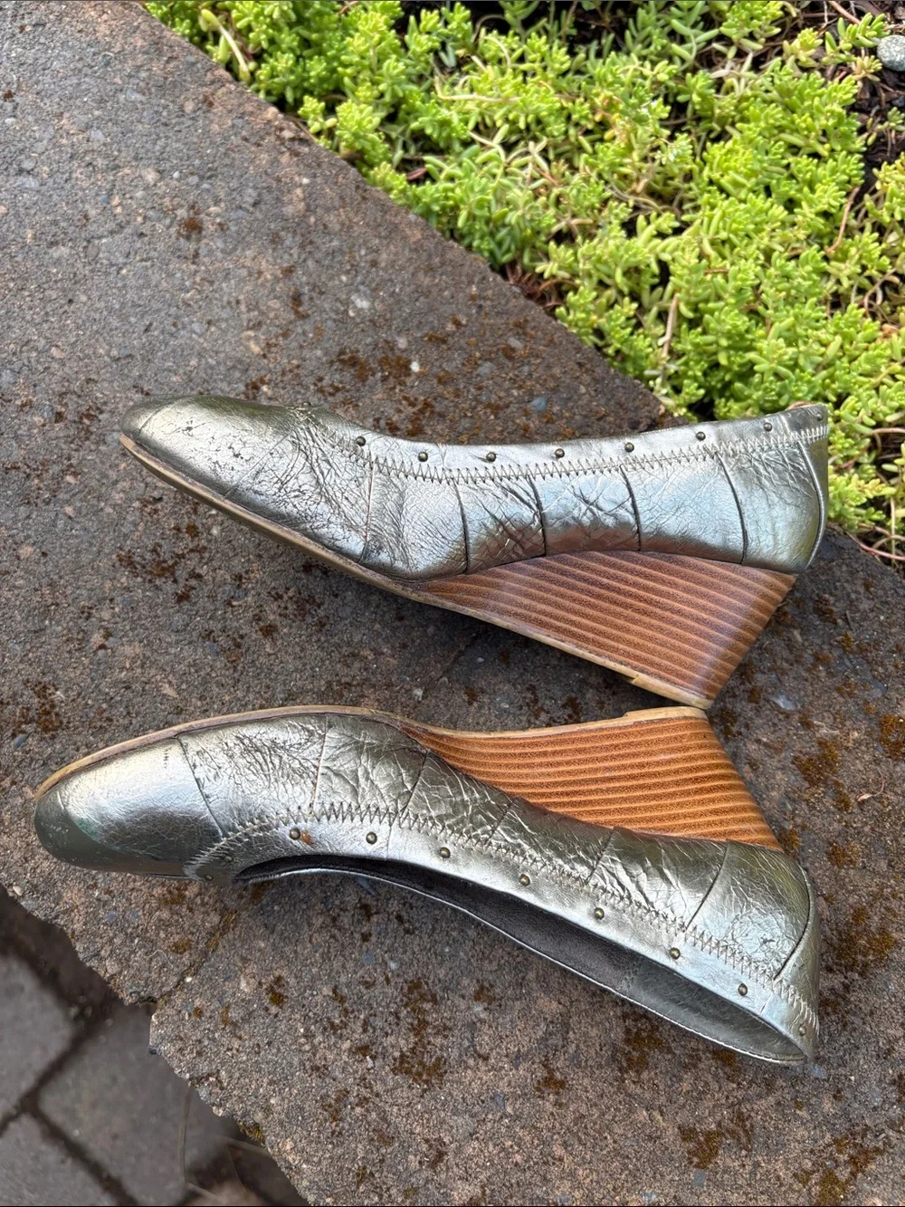 Seychelles Metallic Silver Wedge Flats